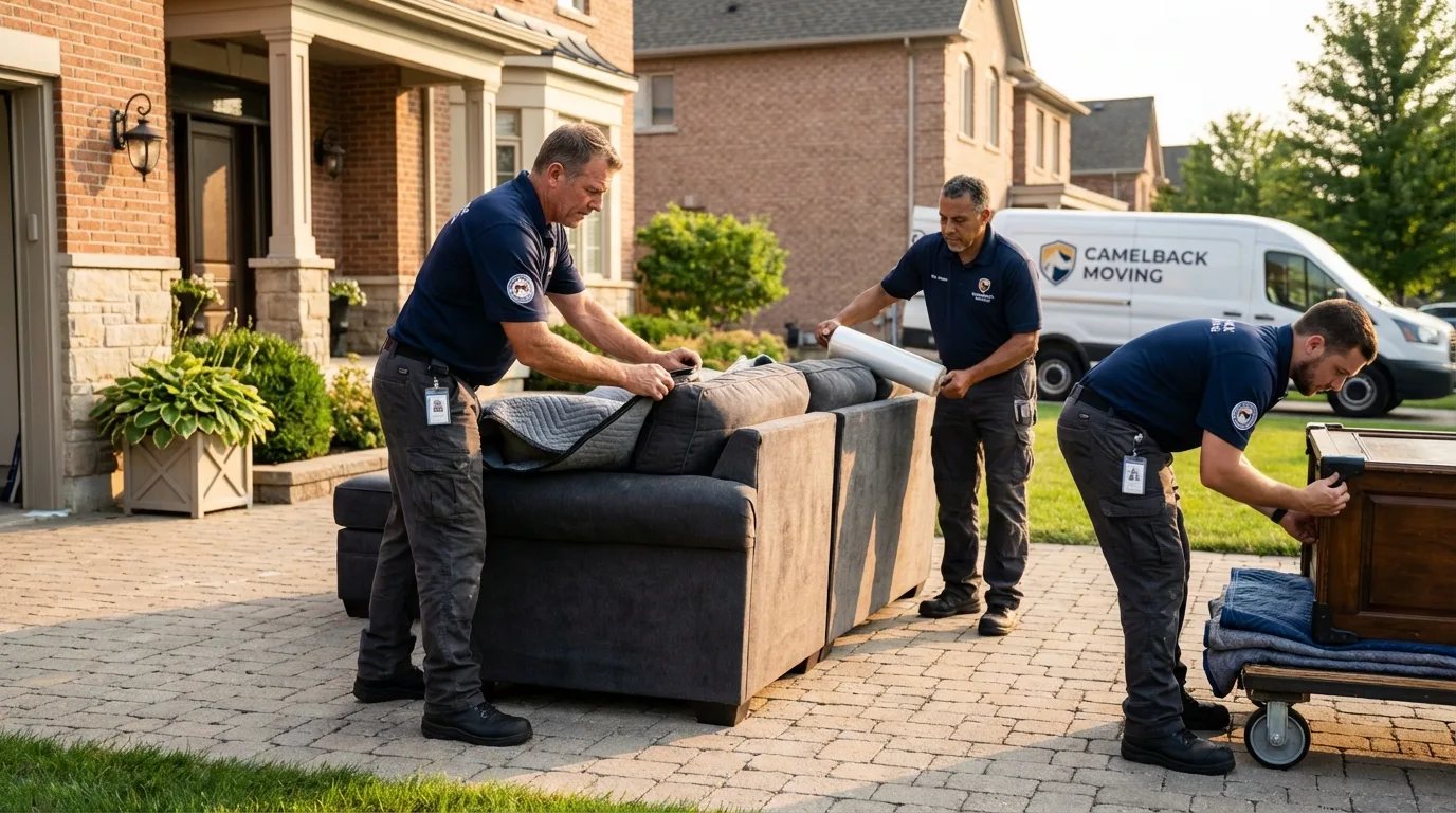 Large estate moving crew wrapping furniture in Gladstone, NJ