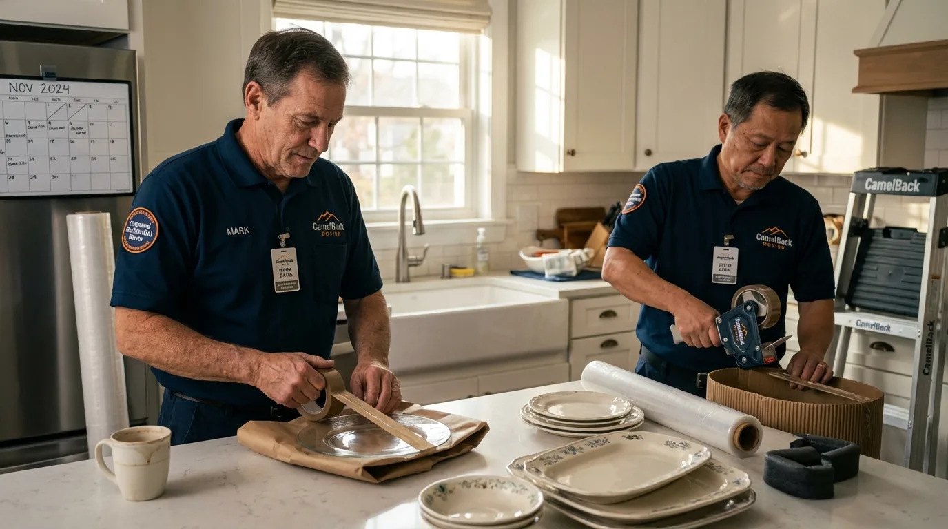 Professional crew packing kitchen dishware in Gladstone, NJ